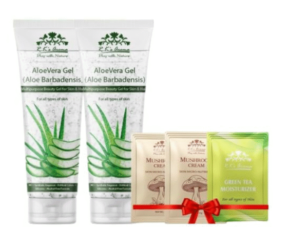 R.K's Aroma Aloe Vera Gel 200gm x Pack of 2 |Multi-Purpose Gel |Moisturizer, Facial Cleanser, Sunscreen, Skin Lightening, Anti-Dandruff & Prickly Heat Relief | Soothing & Cooling Properties