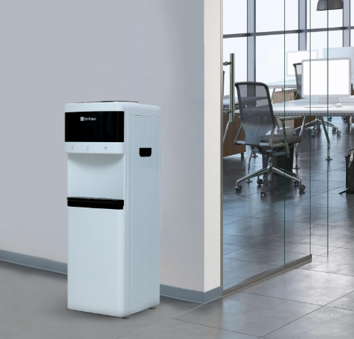 BonKaso Floor Standing Water Dispenser Hot, Cold & Normal Water, Food-Grade ABS Body, Stainless Steel Tank, LED Indicator, Child Lock, Removable Drip Tray, 1-Year Warranty (White-Black)