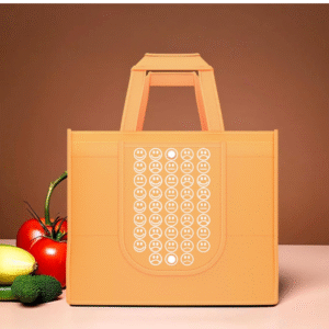 Kuber Industries Pack of 4 Foldable Shopping Bags For Women | Grocery/Vegetable Bags For Market | Jhola/Thela & Daily Use Bags | Smile- Orange & Green