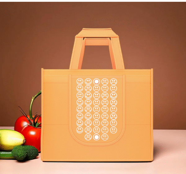 Kuber Industries Pack of 4 Foldable Shopping Bags For Women | Grocery/Vegetable Bags For Market | Jhola/Thela & Daily Use Bags | Smile- Orange & Green