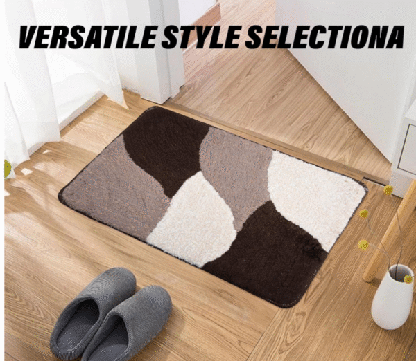Kuber Industries Door Mat | Check-Design Velvet Doormat | Gray | 61 x 41 cm