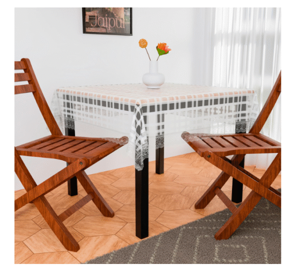 Kuber Industries Table Cover | PVC Dining Table Cover | Center Table Cover | Table Cover for Kitchen Table | Self Check Table Cover for Hall D?cor | 54 Inch | White