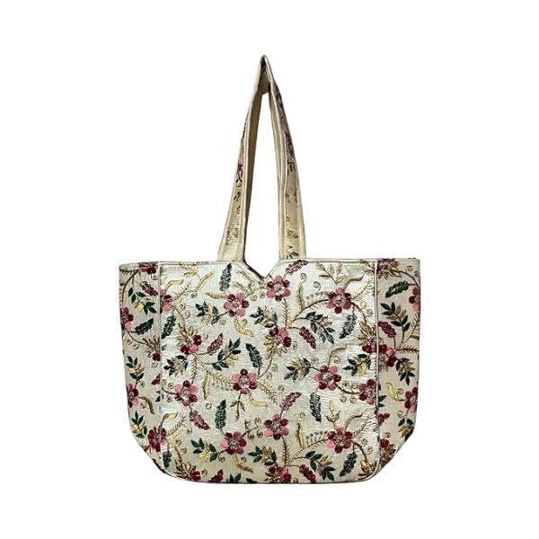 Sutliyan Gujarati Handmade Double-Sided Embroidery Regular Tote Bag for Women (12 * 16 Inch)