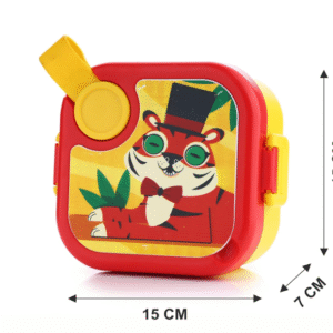 Homeor Stainless Steel Box with Spoon, Tiffin Box for Kids, Airtight BPA Free & Leakproof Lunch Box, Steel Box for School Girls and Boys, Snacks Tiffin for Kids, 500 ML, Red & Yellow