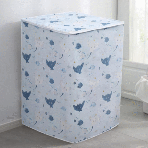 Heart Home Front Load Washing Machine Cover |Waterproof and Dust Proof Fully Automatic Washing Machine Cover | Happy Ocean Laundry Machine Protect Cover with Zip | Sky Blue & Blue