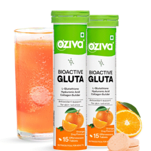 OZiva Bioactive Glutathione Tablets for Radiant Skin - 30 Effervescent Tablets (Pack of 2) | L-Glutathione, Lycopene, Vitamin C for Skin Glow & Anti-Pigmentation | Orange.