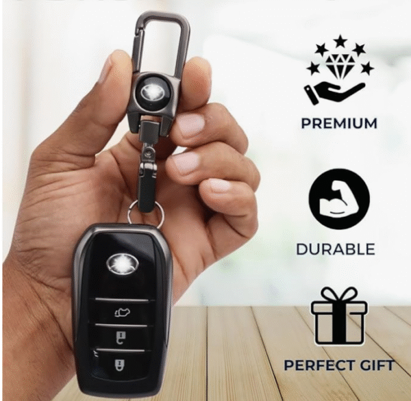 Keycept™ Premium Metal Key Chain Compatible for Toyo-ta Innova, Urban Cruiser Hyrider, Glanza, Urban Cruiser, Taisor, Rumion, Fortuner, Corolla, Crysta, Altis, Hycross, Hilux | Heavy Duty Accessories