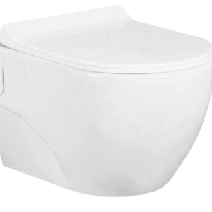 BonKaso Premium Wall Hung Ceramic Rimless One Piece Commode (White)|S Trap Western Toilet with Soft Close Seat|Water Closet for Bathroom/Lavatory|Siphonic Flush System (14.3 x 20.4x 13.7 Inches)