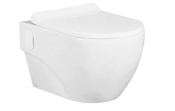BonKaso Premium Wall Hung Ceramic Rimless One Piece Commode (White)|S Trap Western Toilet with Soft Close Seat|Water Closet for Bathroom/Lavatory|Siphonic Flush System (14.3 x 20.4x 13.7 Inches)
