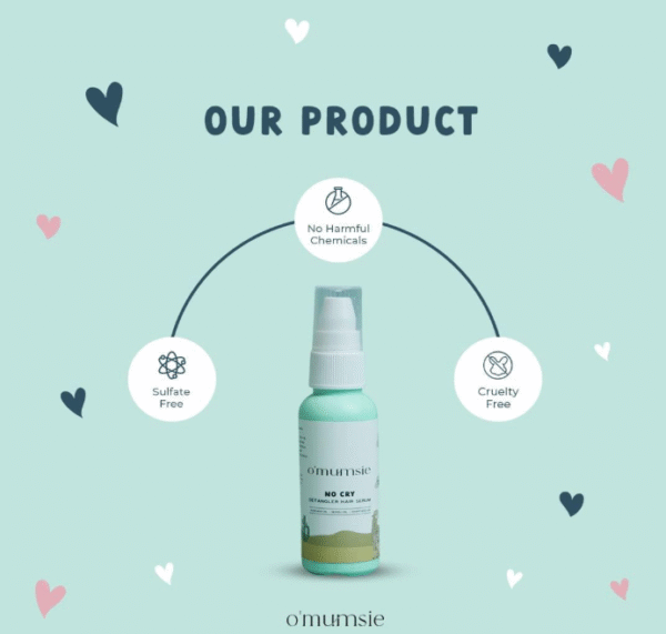 o'mumsie Detangler Hair Serum for Kids | Moisturizes Curly Rough Hair for Frizz Free & Keeps Hair Soft | Enriched With Neroli & Grapeseed Oil - 50 ML